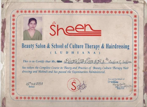 1991: Sheen, Ludhiana, Examined qualification, awarded to Bharti.